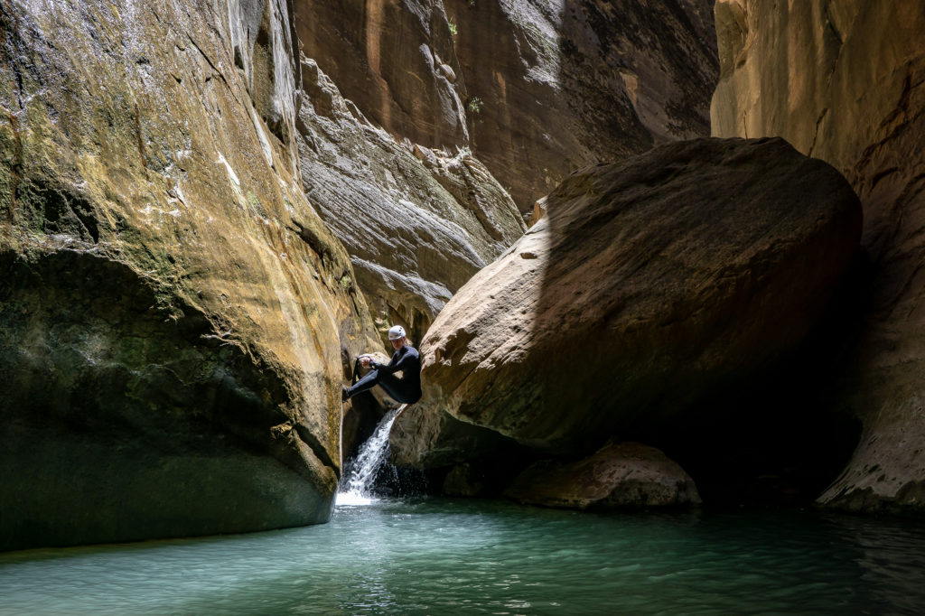 Orderville Canyon drop in water