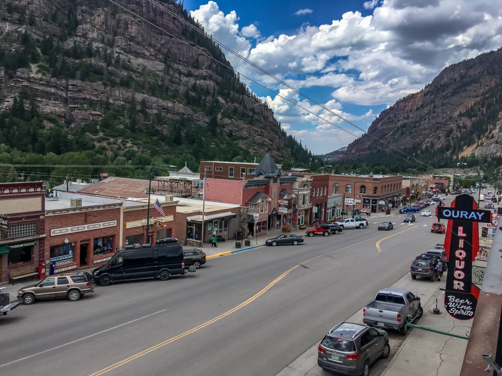 View of Ouray from the Ouray Brewing Company rooftop bar.